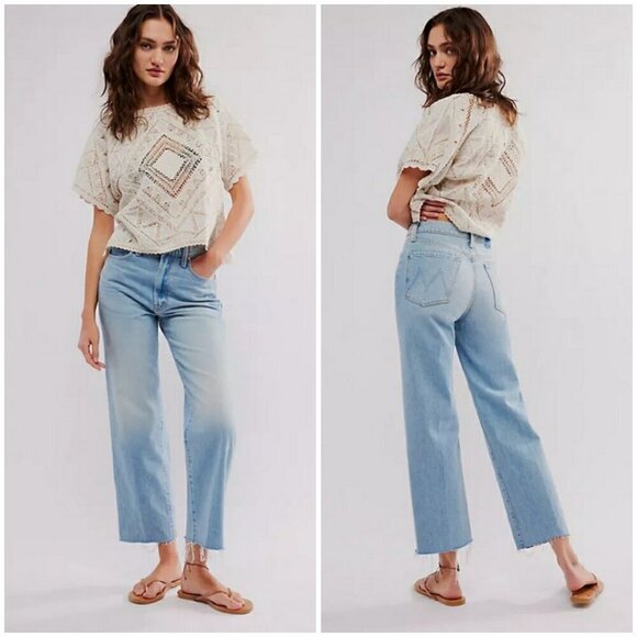 💕MOTHER SUPERIOR💕 The Rambler Zip Ankle Fray Jeans ~ I'm With the Band 29 NWT - Picture 2 of 16